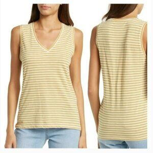 Madewell‎ Striped V-Neck Tank Top Warhol Stripe Earthen Gold S